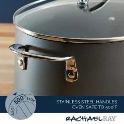 8 qt. Gray Professional Aluminum Nonstick Stock Pot with Lid by Rachael Ray 9 8 qt. Gray Professional Aluminum Nonstick Stock Pot with Lid by Rachael Ray -Cookware Sales Shop rachael ray stock pots 80090 4f 1000
