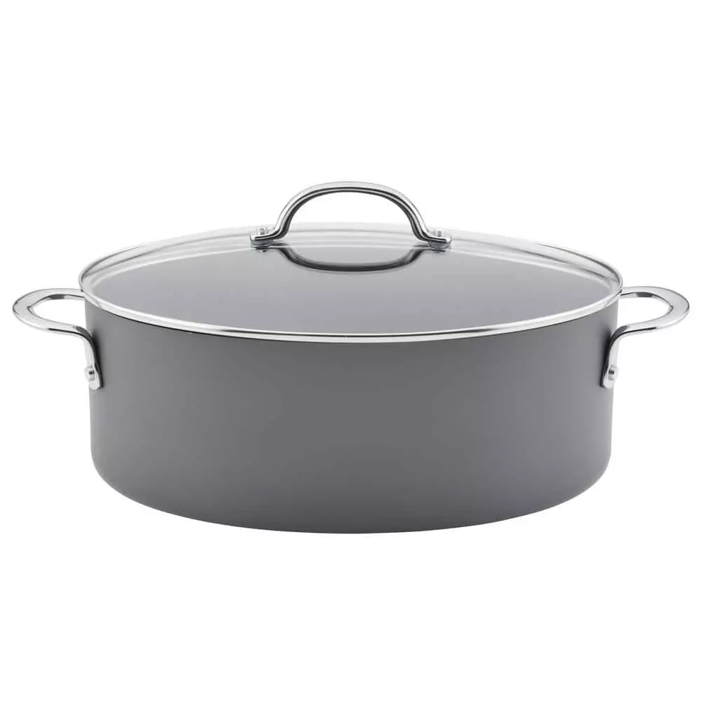 8 qt. Gray Professional Aluminum Nonstick Stock Pot with Lid by Rachael Ray 3 8 qt. Gray Professional Aluminum Nonstick Stock Pot with Lid by Rachael Ray