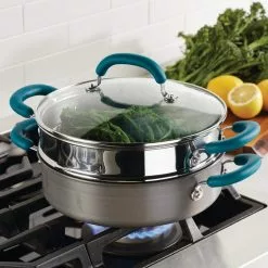 3 qt. Create Delicious Hard Anodized Aluminum Nonstick Steam Set, Gray by Rachael Ray -Cookware Sales Shop rachael ray stock pots 81151 31 1000