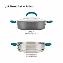 3 qt. Create Delicious Hard Anodized Aluminum Nonstick Steam Set, Gray by Rachael Ray -Cookware Sales Shop rachael ray stock pots 81151 c3 1000