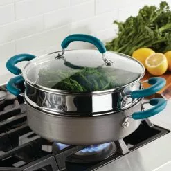 3 qt. Create Delicious Hard Anodized Aluminum Nonstick Steam Set, Gray by Rachael Ray -Cookware Sales Shop rachael ray stock pots 81151 fa 1000
