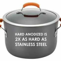 Classic Brights 8 qt. Hard-Anodized Aluminum Nonstick Stock Pot in Orange and Gray with Glass Lid by Rachael Ray 16 Classic Brights 8 qt. Hard-Anodized Aluminum Nonstick Stock Pot in Orange and Gray with Glass Lid by Rachael Ray -Cookware Sales Shop rachael ray stock pots 87393 1f 1000