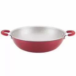 Create Delicious Aluminum Nonstick Wok, 14.25-Inch, Red Shimmer by Rachael Ray