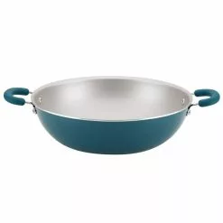 Create Delicious Aluminum Nonstick Wok, 14.25-Inch, Teal Shimmer by Rachael Ray