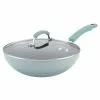 11 in. Sky Blue Stir Fry Aluminum Nonstick Classic Brights with Lid by Rachael Ray