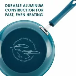 Classic Brights 11 in. Aluminum Nonstick Stir Fry Pan in Marine Blue Gradient with Glass Lid by Rachael Ray -Cookware Sales Shop rachael ray woks stir fry pans 17648 44 1000