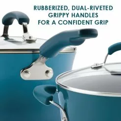 Classic Brights 11 in. Aluminum Nonstick Stir Fry Pan in Marine Blue Gradient with Glass Lid by Rachael Ray -Cookware Sales Shop rachael ray woks stir fry pans 17648 4f 1000