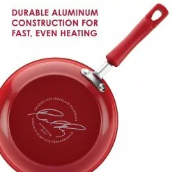 Classic Brights 11 in. Aluminum Nonstick Stir Fry Pan in Red Gradient with Glass Lid by Rachael Ray -Cookware Sales Shop rachael ray woks stir fry pans 17649 44 1000