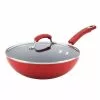 Classic Brights 11 in. Aluminum Nonstick Stir Fry Pan in Red Gradient with Glass Lid by Rachael Ray 2 Classic Brights 11 in. Aluminum Nonstick Stir Fry Pan in Red Gradient with Glass Lid by Rachael Ray -Cookware Sales Shop rachael ray woks stir fry pans 17649 64 1000