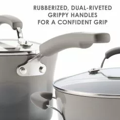 Classic Brights 11 in. Aluminum Nonstick Stir Fry Pan in Sea Salt Gray Gradient with Glass Lid by Rachael Ray -Cookware Sales Shop rachael ray woks stir fry pans 18805 4f 1000