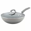 Classic Brights 11 in. Aluminum Nonstick Stir Fry Pan in Sea Salt Gray Gradient with Glass Lid by Rachael Ray -Cookware Sales Shop rachael ray woks stir fry pans 18805 64 1000