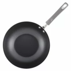 Classic Brights 11 in. Aluminum Nonstick Stir Fry Pan in Sea Salt Gray Gradient with Glass Lid by Rachael Ray -Cookware Sales Shop rachael ray woks stir fry pans 18805 77 1000