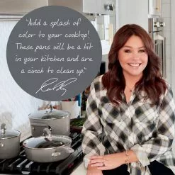 Classic Brights 11 in. Aluminum Nonstick Stir Fry Pan in Sea Salt Gray Gradient with Glass Lid by Rachael Ray -Cookware Sales Shop rachael ray woks stir fry pans 18805 fa 1000