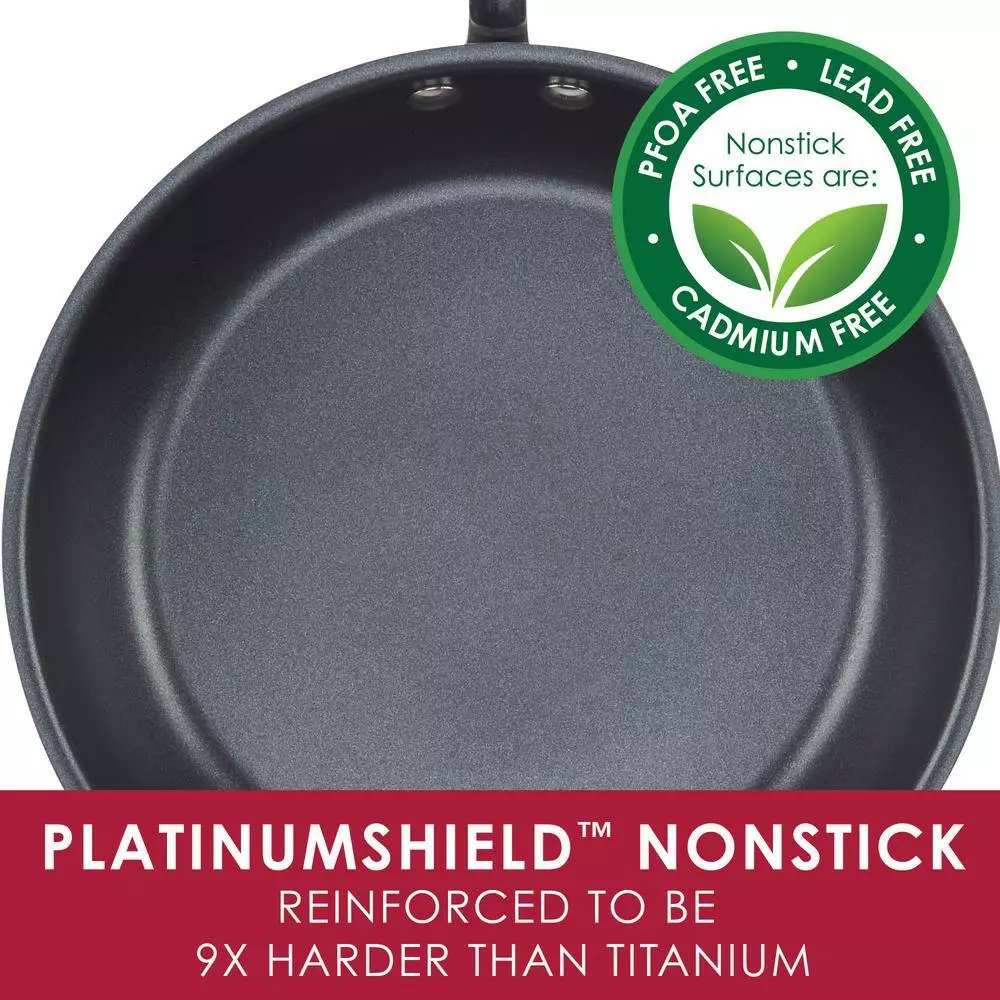 Create Delicious 10.25 in. Hard-Anodized Aluminum Nonstick Skillet in Red and Gray with Glass Lid by Rachael Ray 9 Create Delicious 10.25 in. Hard-Anodized Aluminum Nonstick Skillet in Red and Gray with Glass Lid by Rachael Ray - Image 7