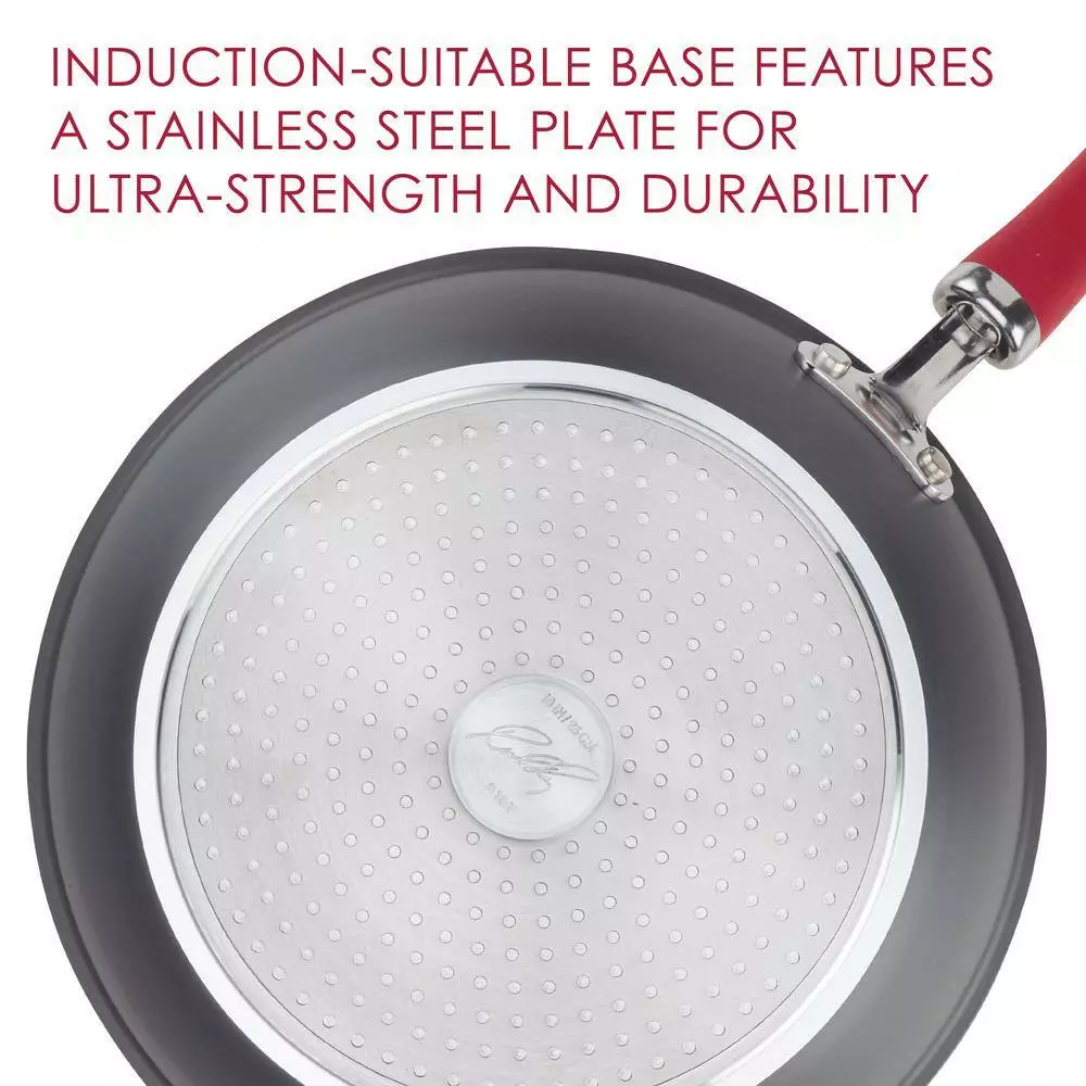Create Delicious 10.25 in. Hard-Anodized Aluminum Nonstick Skillet in Red and Gray with Glass Lid by Rachael Ray 10 Create Delicious 10.25 in. Hard-Anodized Aluminum Nonstick Skillet in Red and Gray with Glass Lid by Rachael Ray - Image 8