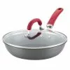 Create Delicious 10.25 in. Hard-Anodized Aluminum Nonstick Skillet in Red and Gray with Glass Lid by Rachael Ray 2 Create Delicious 10.25 in. Hard-Anodized Aluminum Nonstick Skillet in Red and Gray with Glass Lid by Rachael Ray -Cookware Sales Shop red and gray rachael ray skillets 81154 64 1000