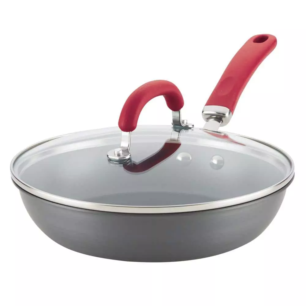 Create Delicious 10.25 in. Hard-Anodized Aluminum Nonstick Skillet in Red and Gray with Glass Lid by Rachael Ray 3 Create Delicious 10.25 in. Hard-Anodized Aluminum Nonstick Skillet in Red and Gray with Glass Lid by Rachael Ray