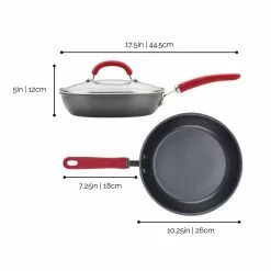 Create Delicious 10.25 in. Hard-Anodized Aluminum Nonstick Skillet in Red and Gray with Glass Lid by Rachael Ray 16 Create Delicious 10.25 in. Hard-Anodized Aluminum Nonstick Skillet in Red and Gray with Glass Lid by Rachael Ray -Cookware Sales Shop red and gray rachael ray skillets 81154 c3 1000