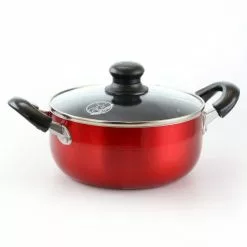 8 qt. Round Aluminum Nonstick Dutch Oven in Red with Glass Lid by Better Chef