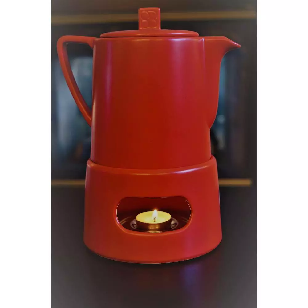 34 fl. oz. Red Lund Teapot with Warmer by Bredemeijer 4 34 fl. oz. Red Lund Teapot with Warmer by Bredemeijer - Image 2