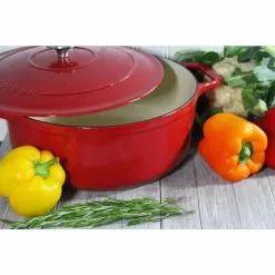 French Enameled 7.1 qt. Round Cast Iron Dutch Oven in Red with Lid by Chasseur 11 French Enameled 7.1 qt. Round Cast Iron Dutch Oven in Red with Lid by Chasseur -Cookware Sales Shop red chasseur dutch ovens ci 3728 rd ci 153 1f 1000
