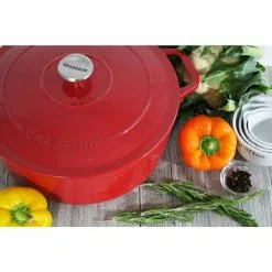 French Enameled 7.1 qt. Round Cast Iron Dutch Oven in Red with Lid by Chasseur 10 French Enameled 7.1 qt. Round Cast Iron Dutch Oven in Red with Lid by Chasseur -Cookware Sales Shop red chasseur dutch ovens ci 3728 rd ci 153 4f 1000