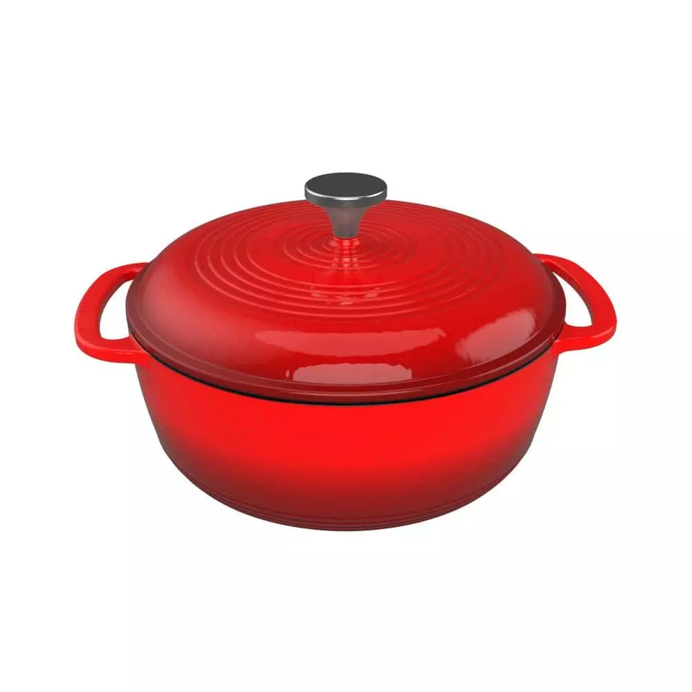 3 qt. Round Cast Iron Nonstick Casserole Dish in Red with Lid by Classic Cuisine 3 3 qt. Round Cast Iron Nonstick Casserole Dish in Red with Lid by Classic Cuisine