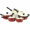 Stay Cool Handle 10-Piece Aluminum Ceramic Nonstick Cookware Set in Red by Cook N Home 2 Stay Cool Handle 10-Piece Aluminum Ceramic Nonstick Cookware Set in Red by Cook N Home -Cookware Sales Shop red cook n home pot pan sets nc 00359 64 1000