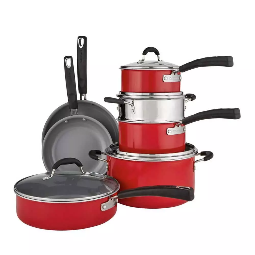 Advantage XT 11-Piece Aluminum Ceramic Nonstick Cookware Set in Red by Cuisinart 8 Advantage XT 11-Piece Aluminum Ceramic Nonstick Cookware Set in Red by Cuisinart - Image 6