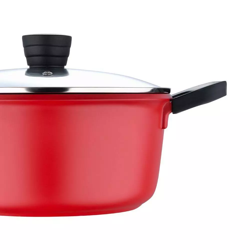 4.5 qt. Cast Aluminum Dutch Oven in Retro Red with Lid by BERGNER 8 4.5 qt. Cast Aluminum Dutch Oven in Retro Red with Lid by BERGNER - Image 6