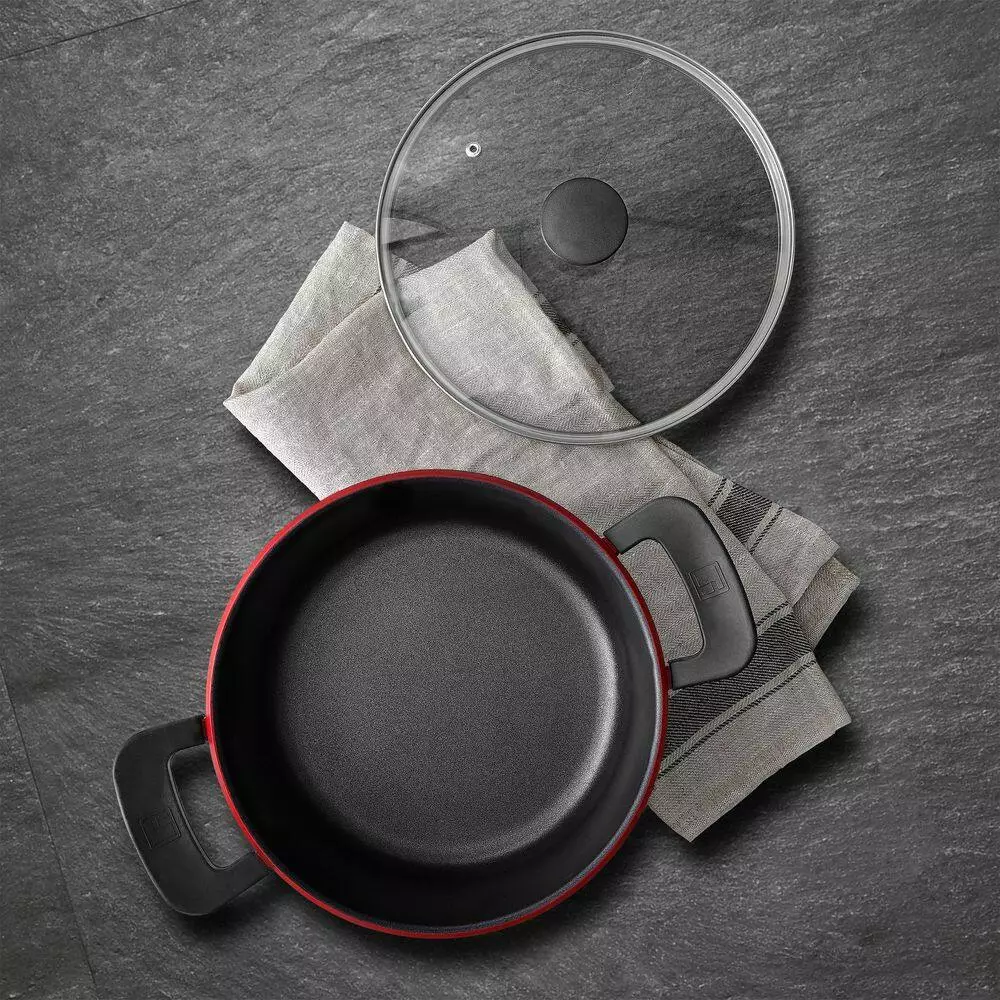 4.5 qt. Cast Aluminum Dutch Oven in Retro Red with Lid by BERGNER 4 4.5 qt. Cast Aluminum Dutch Oven in Retro Red with Lid by BERGNER - Image 2