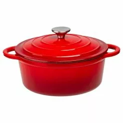 3.5 qt. Durable Cast Iron Dutch Oven Casserole Pot in Red Ombre Enamel by Lexi Home