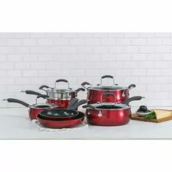 Translucent 11-Piece Hard-Anodized Aluminum Nonstick Cookware Set in Red by Epicurious 17 Translucent 11-Piece Hard-Anodized Aluminum Nonstick Cookware Set in Red by Epicurious -Cookware Sales Shop red epicurious pot pan sets epi u3550 ec 31 1000