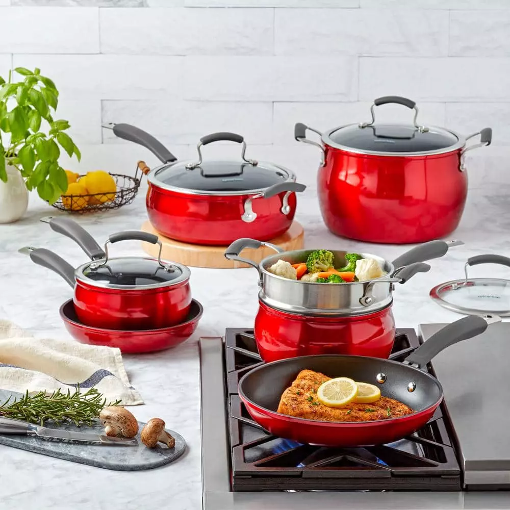 Translucent 11-Piece Hard-Anodized Aluminum Nonstick Cookware Set in Red by Epicurious 9 Translucent 11-Piece Hard-Anodized Aluminum Nonstick Cookware Set in Red by Epicurious - Image 7