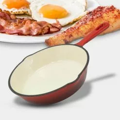 3-Piece Cast Iron Skillet Set with Red Enamel Coating by ExcelSteel -Cookware Sales Shop red excelsteel skillets 447 31 1000