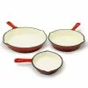 3-Piece Cast Iron Skillet Set with Red Enamel Coating by ExcelSteel 2 3-Piece Cast Iron Skillet Set with Red Enamel Coating by ExcelSteel -Cookware Sales Shop red excelsteel skillets 447 64 1000