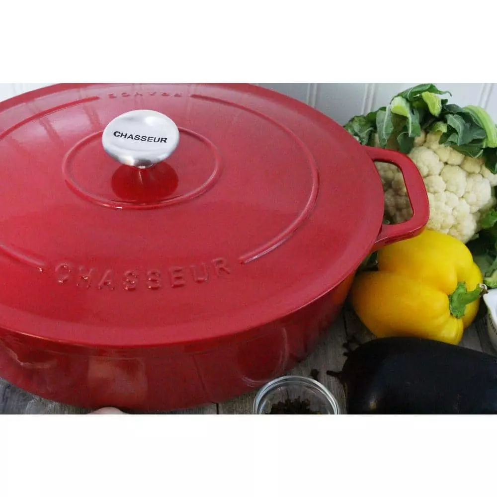 6 Qt. Red Chasseur French Enameled Cast Iron Oval Dutch Oven by French Home 5 6 Qt. Red Chasseur French Enameled Cast Iron Oval Dutch Oven by French Home - Image 3