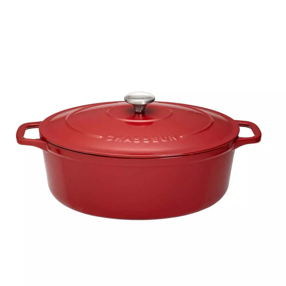 6 Qt. Red Chasseur French Enameled Cast Iron Oval Dutch Oven by French Home 3 6 Qt. Red Chasseur French Enameled Cast Iron Oval Dutch Oven by French Home
