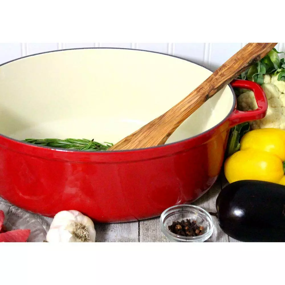 6 Qt. Red Chasseur French Enameled Cast Iron Oval Dutch Oven by French Home 4 6 Qt. Red Chasseur French Enameled Cast Iron Oval Dutch Oven by French Home - Image 2