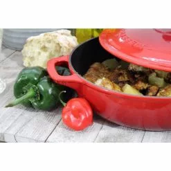 1.4 Qt. Red Chasseur French Enameled Cast Iron Braiser with Lid by French Home -Cookware Sales Shop red french home dutch ovens ci 4920r c187 4f 1000