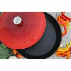 2.6 Qt. Red Chasseur French Enameled Cast Iron Braiser with Lid by French Home 7 2.6 Qt. Red Chasseur French Enameled Cast Iron Braiser with Lid by French Home -Cookware Sales Shop red french home dutch ovens ci 4930r ci 175 31 1000