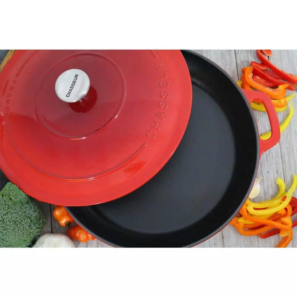2.6 Qt. Red Chasseur French Enameled Cast Iron Braiser with Lid by French Home 5 2.6 Qt. Red Chasseur French Enameled Cast Iron Braiser with Lid by French Home - Image 3