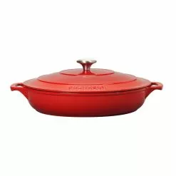 2.6 Qt. Red Chasseur French Enameled Cast Iron Braiser with Lid by French Home
