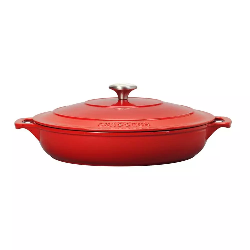 2.6 Qt. Red Chasseur French Enameled Cast Iron Braiser with Lid by French Home 3 2.6 Qt. Red Chasseur French Enameled Cast Iron Braiser with Lid by French Home