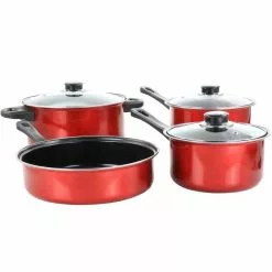 Cardinal 7-Piece Red Nonstick Steel Cookware Set by Gibson