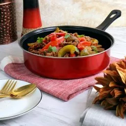 Cardinal 7-Piece Red Nonstick Steel Cookware Set by Gibson -Cookware Sales Shop red gibson pot pan sets 985115558m 76 1000