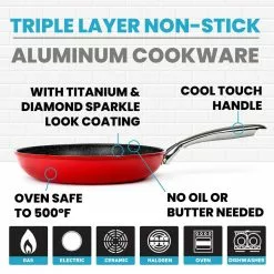 10-Piece Aluminum Red Ultra-Durable Non-Stick Diamond Infused Cookware Set with Glass Lids by GRANITESTONE 10 10-Piece Aluminum Red Ultra-Durable Non-Stick Diamond Infused Cookware Set with Glass Lids by GRANITESTONE -Cookware Sales Shop red granitestone pot pan sets 7208 4f 1000
