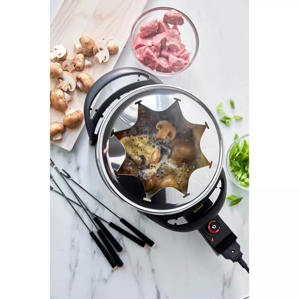 3 qt. Ceramic Non-Stick Multi-Use Fondue Pot Set with 8 Fondue Forks in Red by GreenLife 6 3 qt. Ceramic Non-Stick Multi-Use Fondue Pot Set with 8 Fondue Forks in Red by GreenLife - Image 4