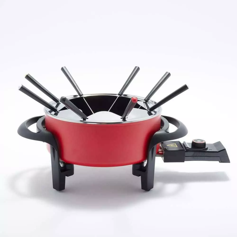 3 qt. Ceramic Non-Stick Multi-Use Fondue Pot Set with 8 Fondue Forks in Red by GreenLife 4 3 qt. Ceramic Non-Stick Multi-Use Fondue Pot Set with 8 Fondue Forks in Red by GreenLife - Image 2