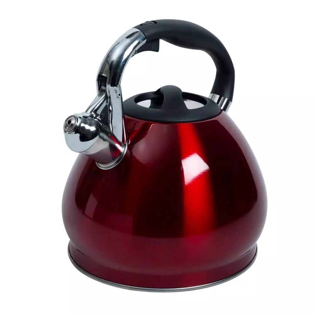 Red 10-Cup Stainless Steel Tea Kettle by Kitchen Details 4 Red 10-Cup Stainless Steel Tea Kettle by Kitchen Details - Image 2